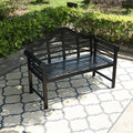 Black Acacia Wood Bench with Backrest and Armrests E179