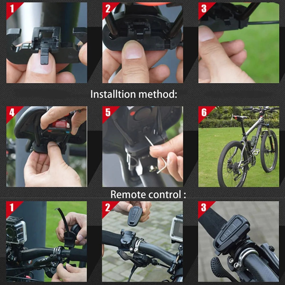 Smart Bike Tail Light with Wireless Remote Control and Electric Bell V189