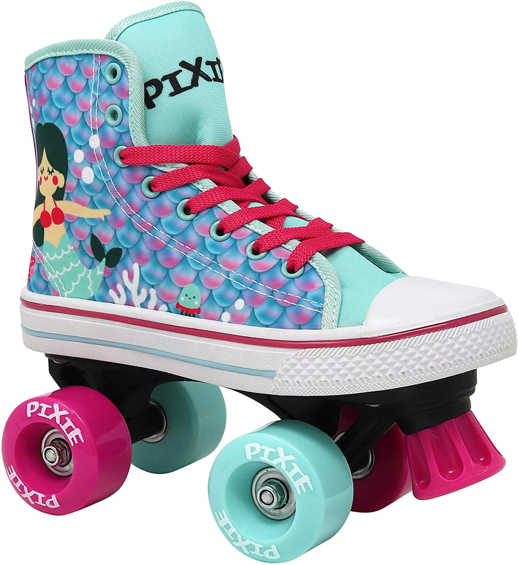 Pixie Mermaid Kids Quad Roller Skate High Top Sneaker Style (Size 3) X2883