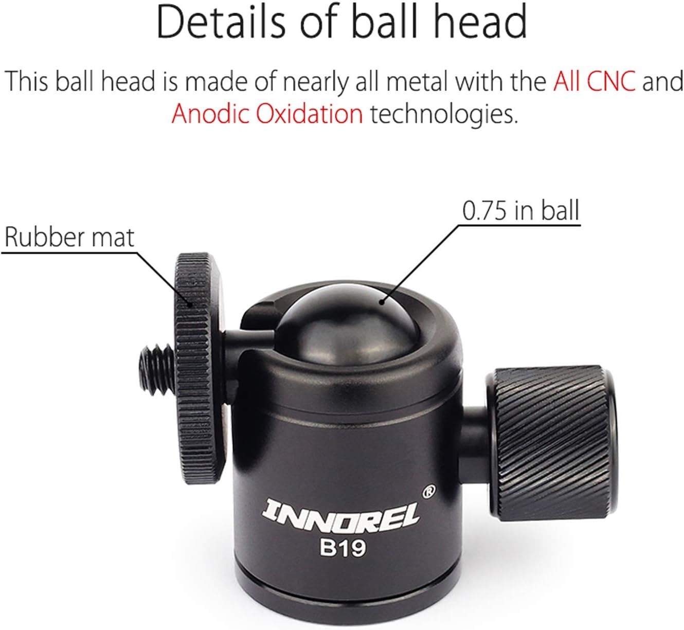 Mini Tripod Ball Head Metal Ballhead 360° Pan 90° Tilt with 3/8 to 1/4 Adapter CNC Ballheads, Max Load 6.61 lb H530