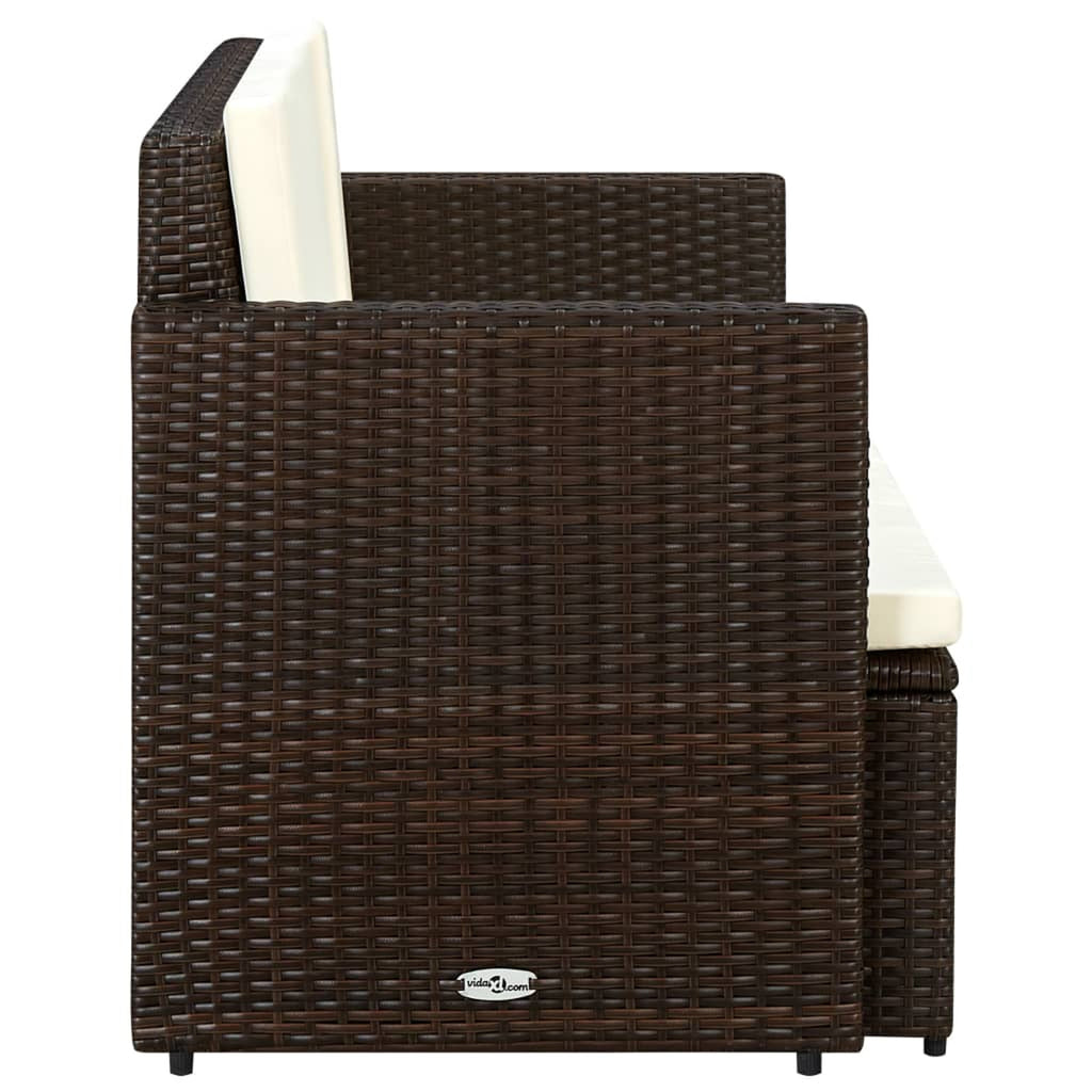 Brown Poly Rattan 2 Seater Outdoor Sofa with Cushion M605177