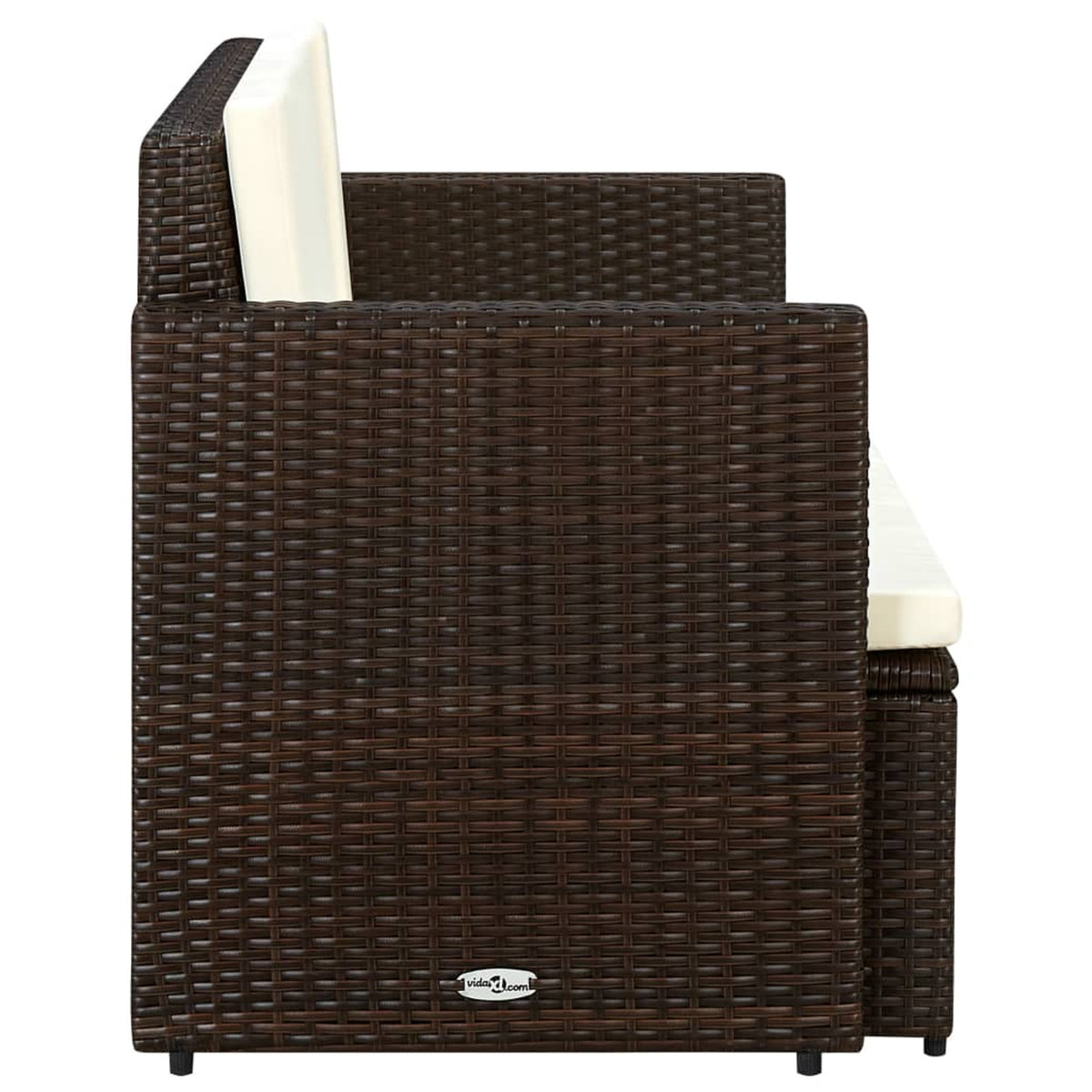 Brown Poly Rattan 2 Seater Outdoor Sofa with Cushion M605177