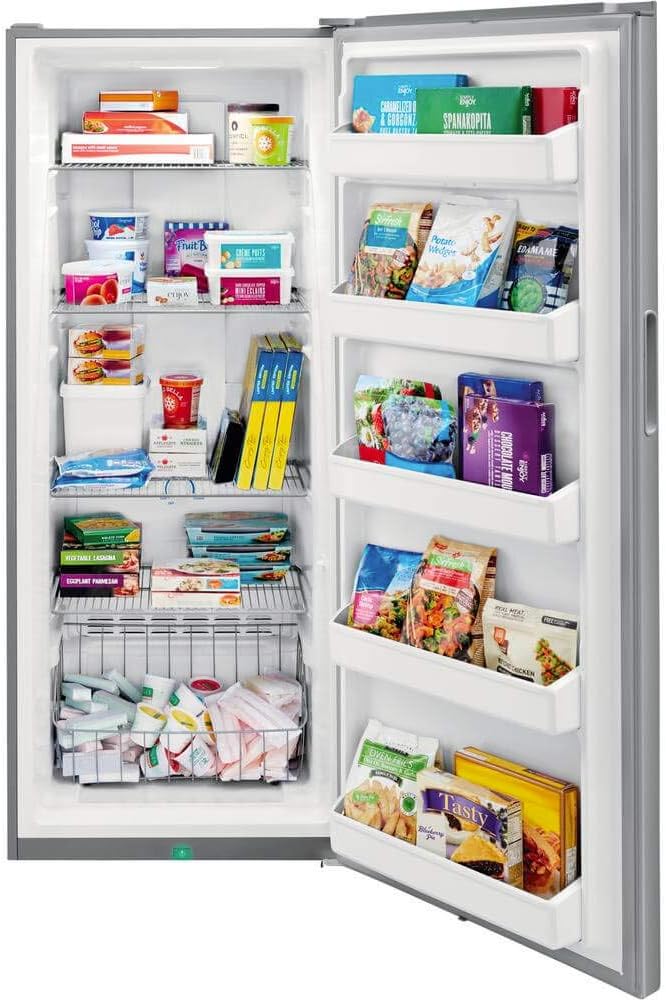 28 Upright Freezer with 15.5 cu. ft. Capacity in Stainless Steel D718