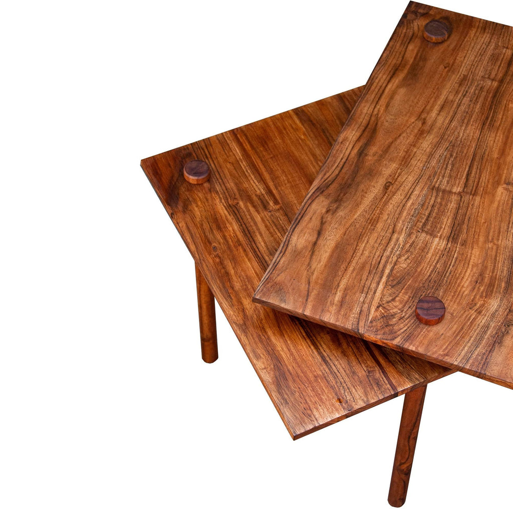 Solid Wood End Table with Pull Out Extension, Dark Brown J9385