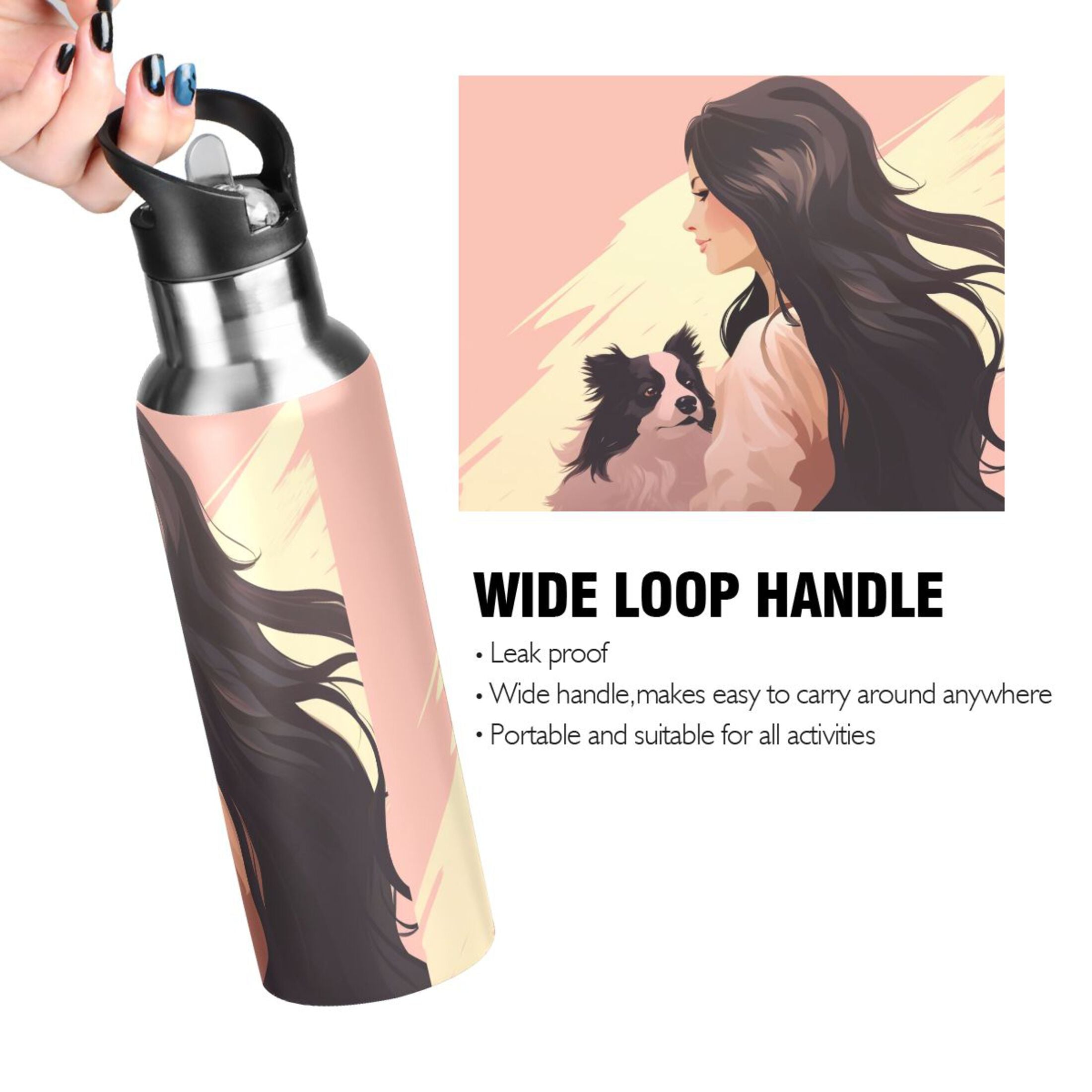 Insulated Stainless Steel Water Bottle with Straw Lid 20 oz Y7368