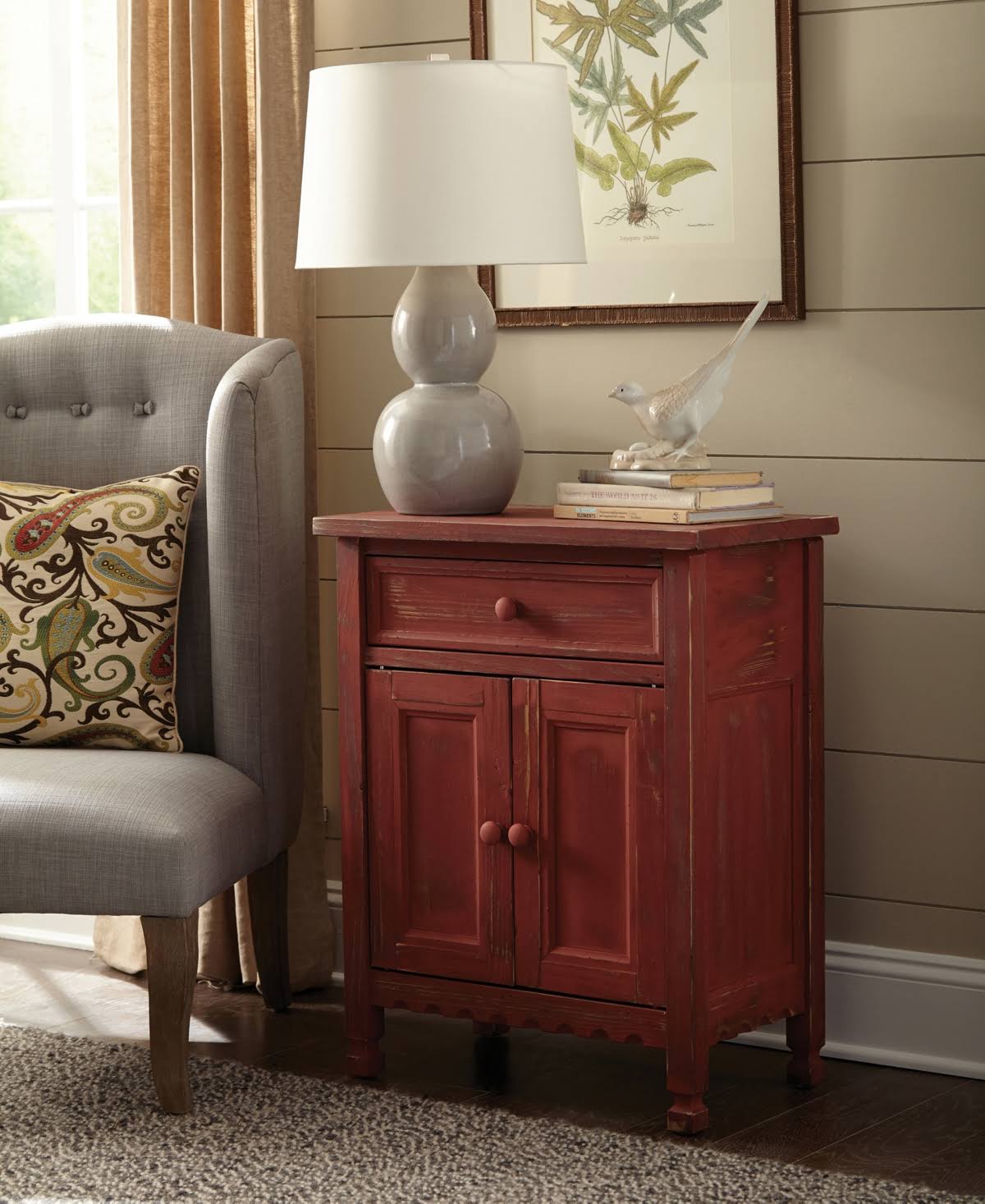 Red Antique Accent Cabinet M28387