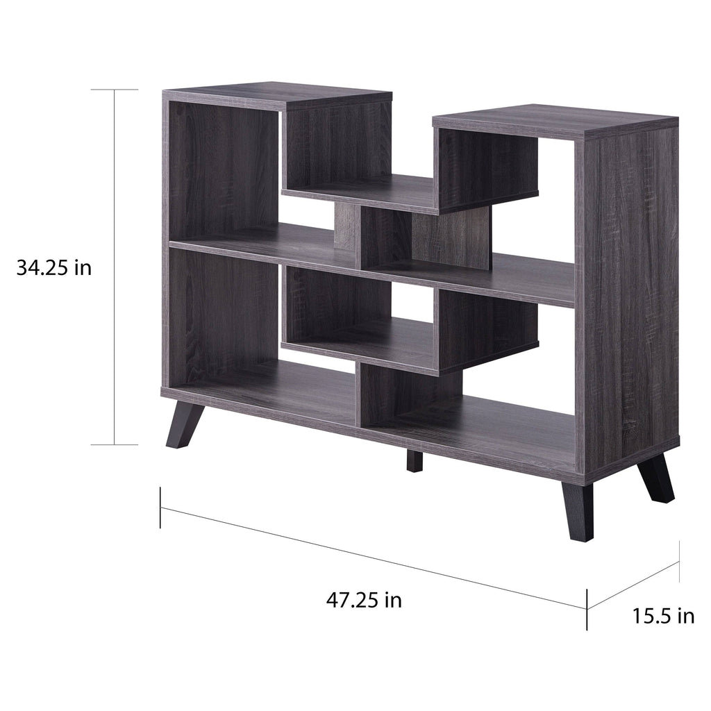 White Oak 6-Shelf Console Table V897