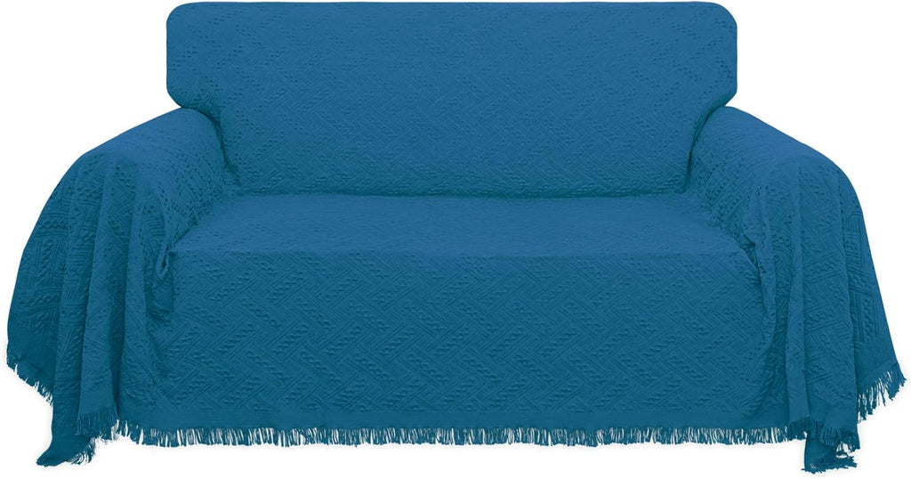 Geometrical Jacquard Sofa Cover for 3 Cushion Couch, L Shape Sectional, Washable Furniture Protector (91x134 inch, Dark Gray) S42029