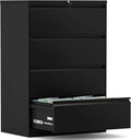 White Metal 4 Drawer Lateral File Cabinet with Lock R2433