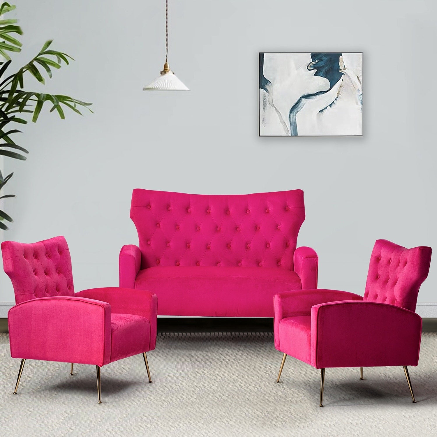 Black Tufted Back Loveseat P109584