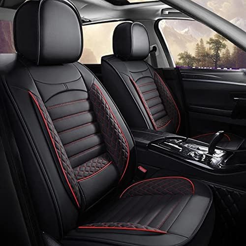 Black Faux Leather Car Seat Covers Full Set 5 Seats J252596