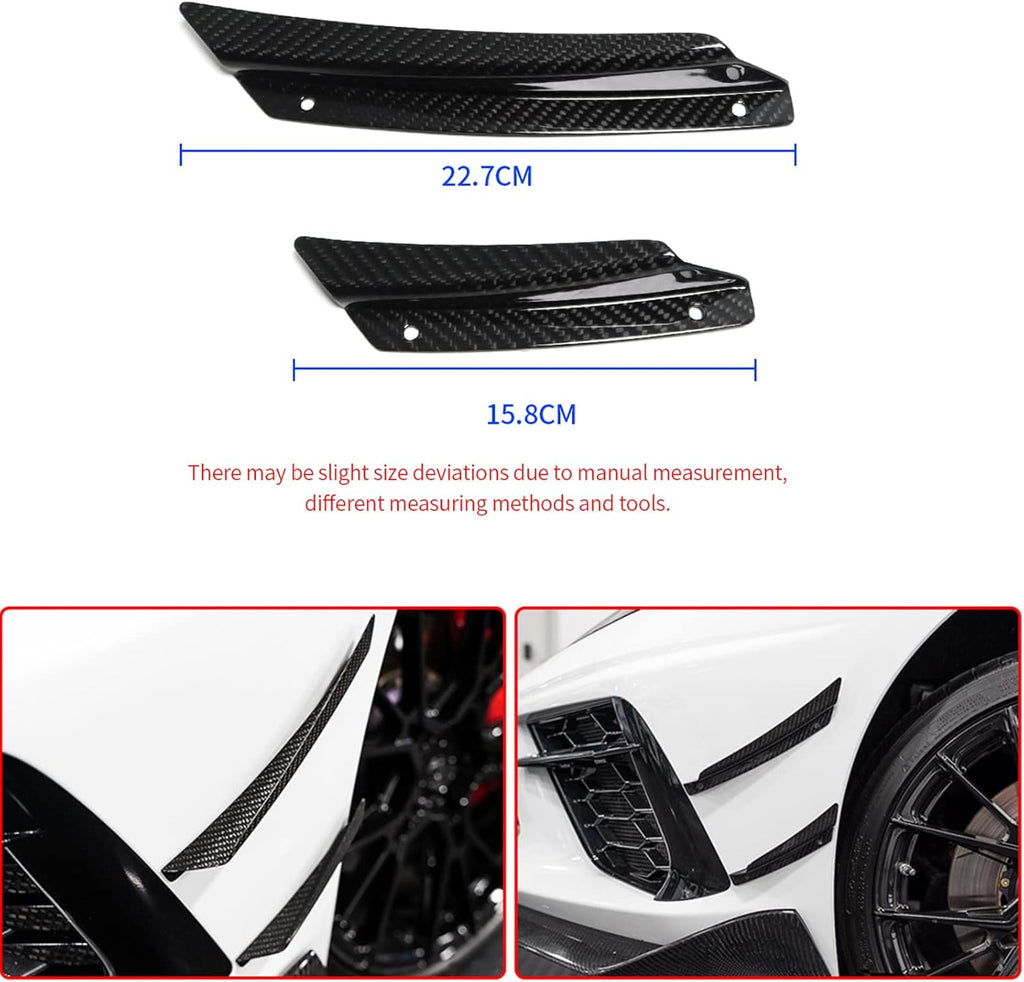 4pcs Front Side Body Bumper Canards Trim for 2020 2021 Chevrolet Corvette C8, Genuine Carbon Fiber C40188
