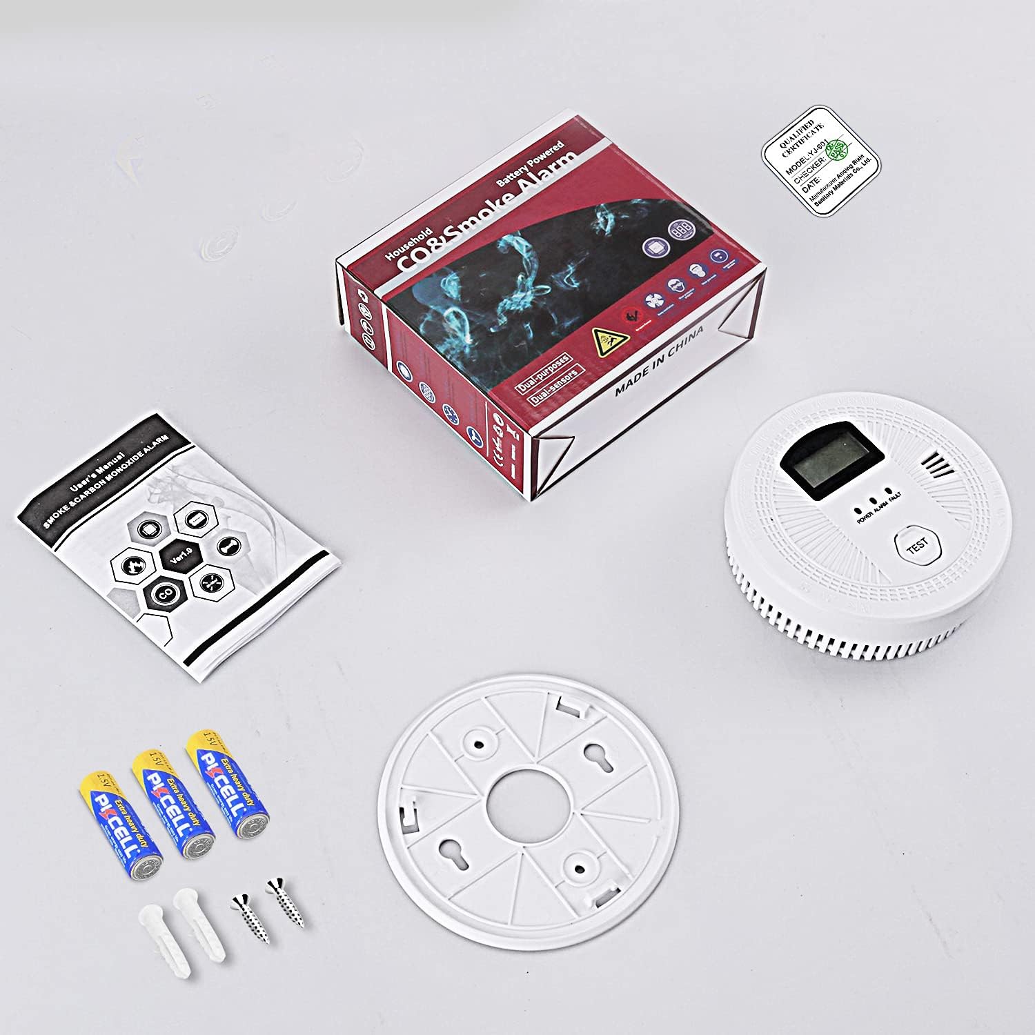 3 Pack Smoke and Carbon Monoxide Detector with LCD Display K792188