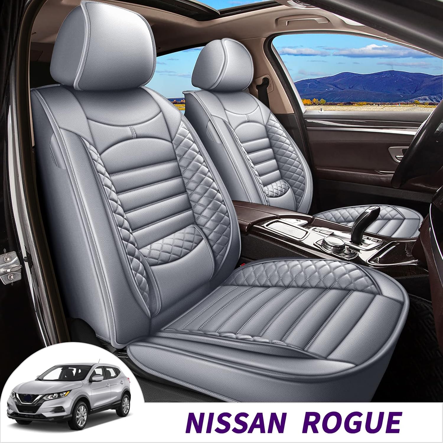 Black Faux Leather Car Seat Covers Full Set 5 Seats J252596