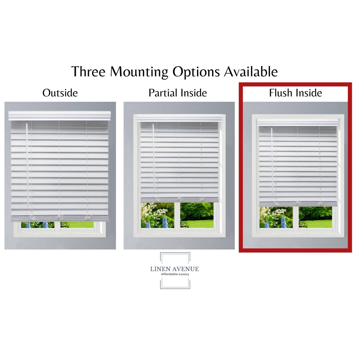 White Faux Wood Cordless Blinds A344271