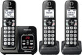 4 Cordless Handsets Expandable Cordless Phone System with Bluetooth, Answering Machine, Call Blocking - Metallic Black D8984