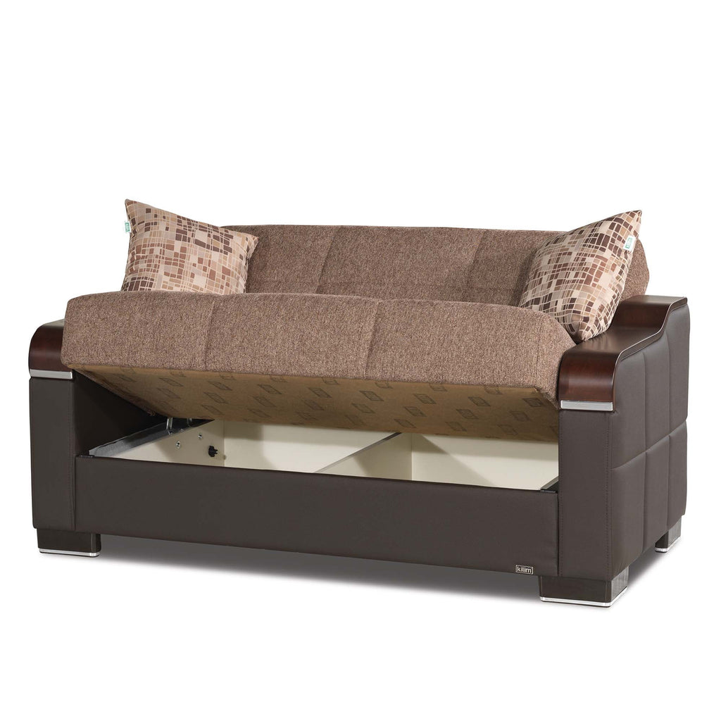 Brown Chenille Sleeper Loveseat A351965