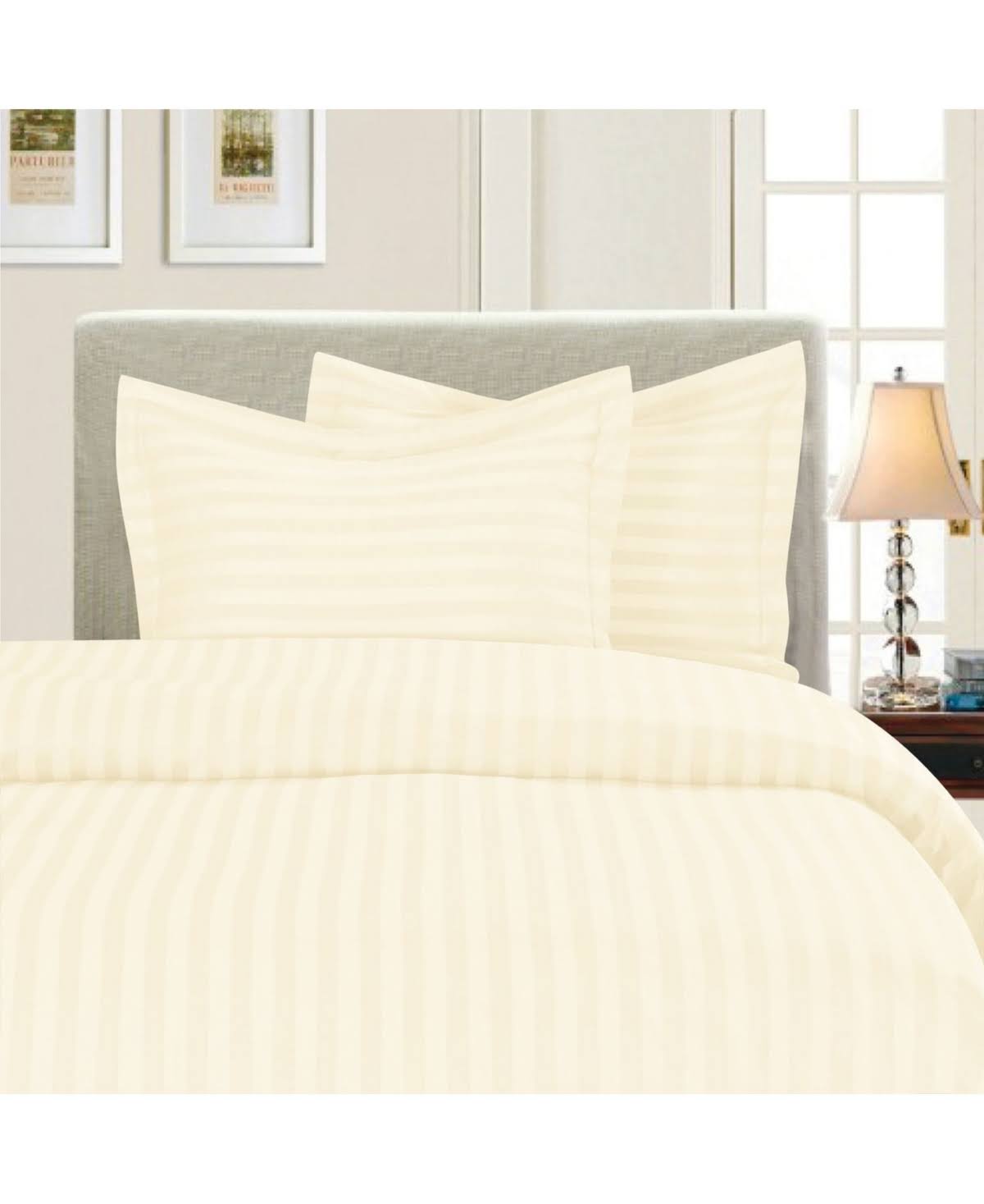Beige 3 PC Wrinkle-Free Duvet Cover Set W708284