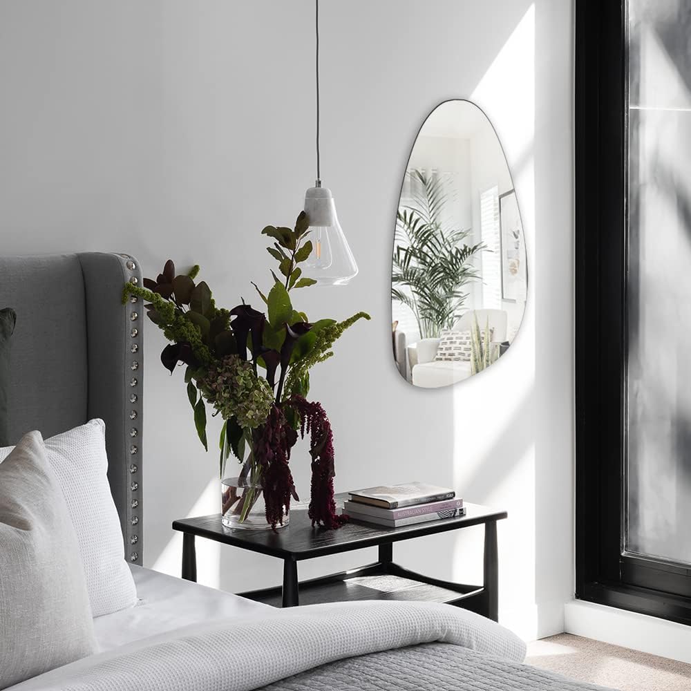Irregular 20 x 33 Inch Wall Mounted Frameless Mirror J743123