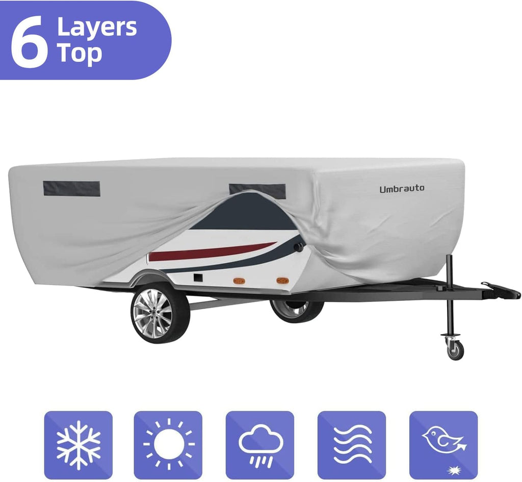 Gray Waterproof Polypropylene Pop Up Camper Cover for 12' - 14' Trailers G314351