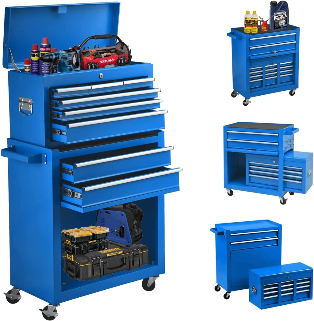 Red Lockable Rolling 8-Drawer Tool Chest with Wheels G308