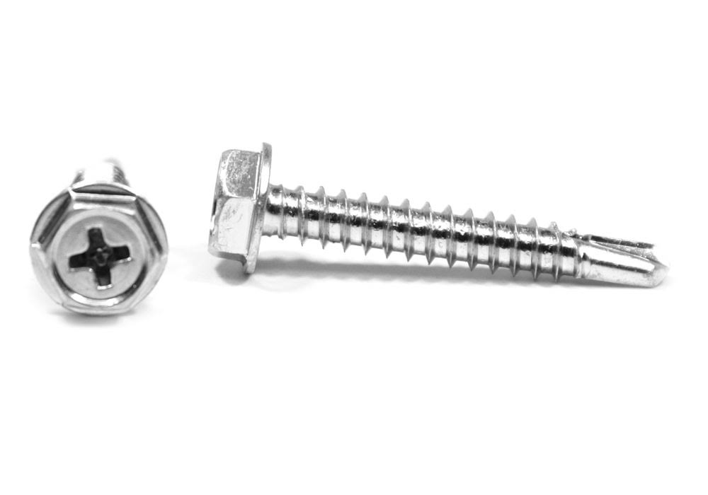 #8-18 x 1 1/2 Self Drilling Screw Phillips Hex Washer Head Low Carbon Steel Zinc Plated C318