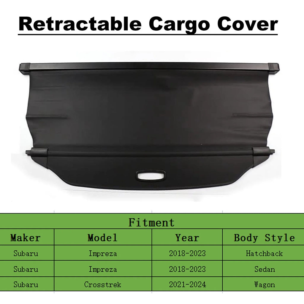 Retractable Cargo Cover for Subaru Crosstrek Impreza, Black Z54768