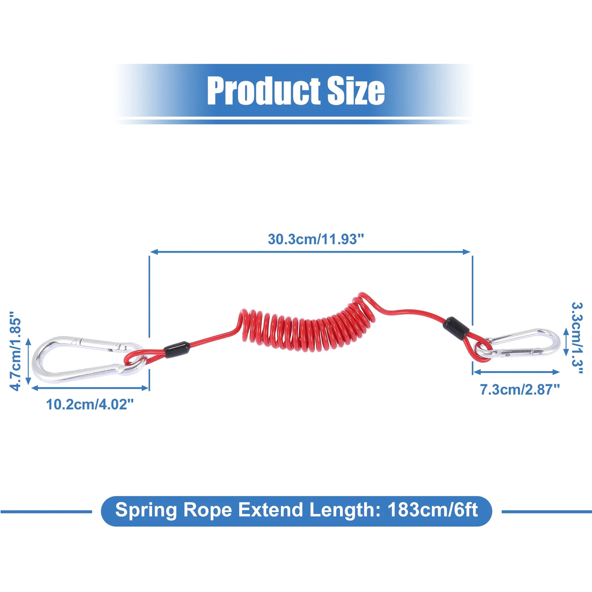 4pcs RV Trailer Breakaway Brake Cable Spring Towing Coiled Wire Extend to 6ft Strap E32523