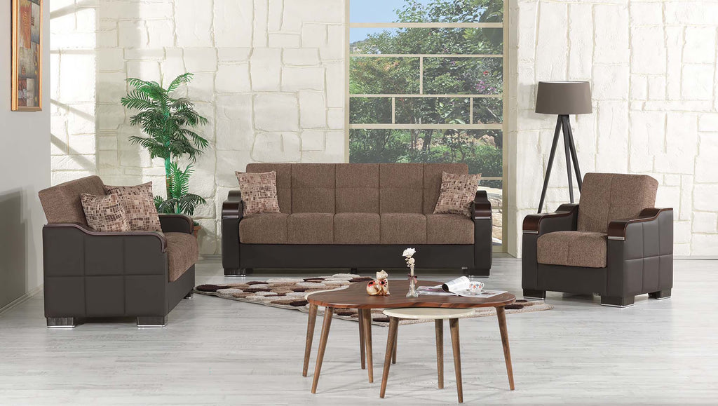 Brown Chenille Sleeper Loveseat A351965