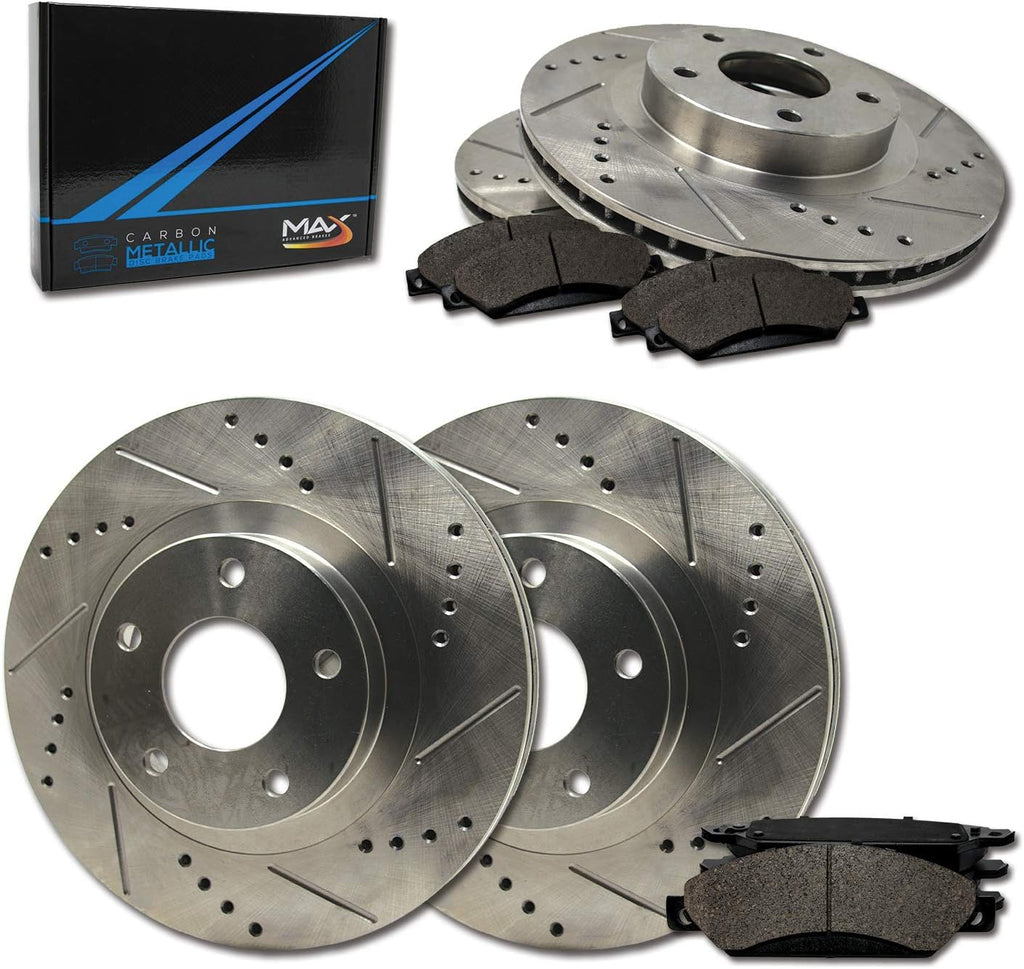 Front + Rear Max Brakes Elite XDS Rotors with Carbon Metallic Pads U589279