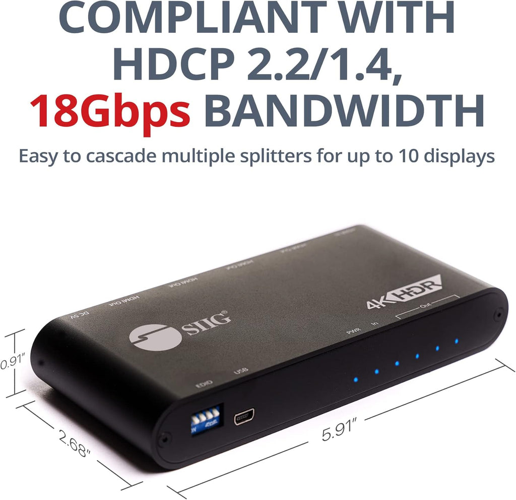 1x4 HDMI 4K 60Hz HDR Splitter 4 Port 1 in 4 Out R8579