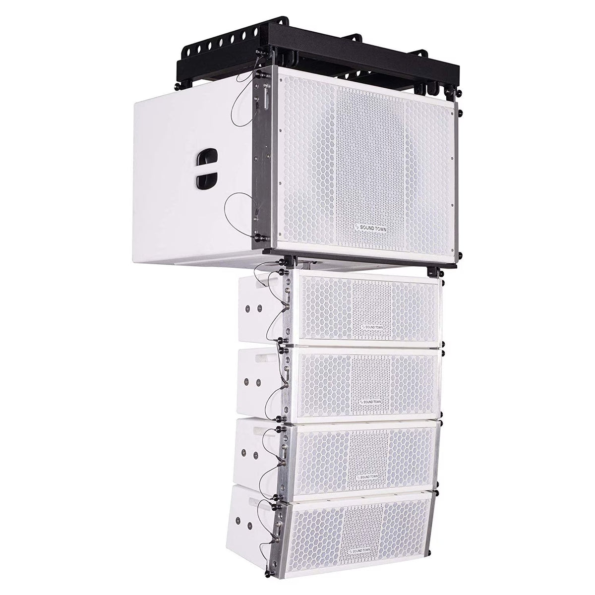 White 15-inch Powered Line Array Subwoofer with Four 2 X 5-inch Line Array Speakers P533947