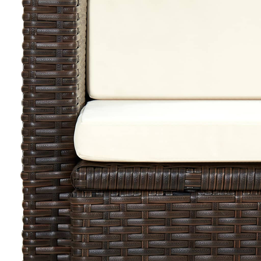 Brown Poly Rattan 2 Seater Outdoor Sofa with Cushion M605177