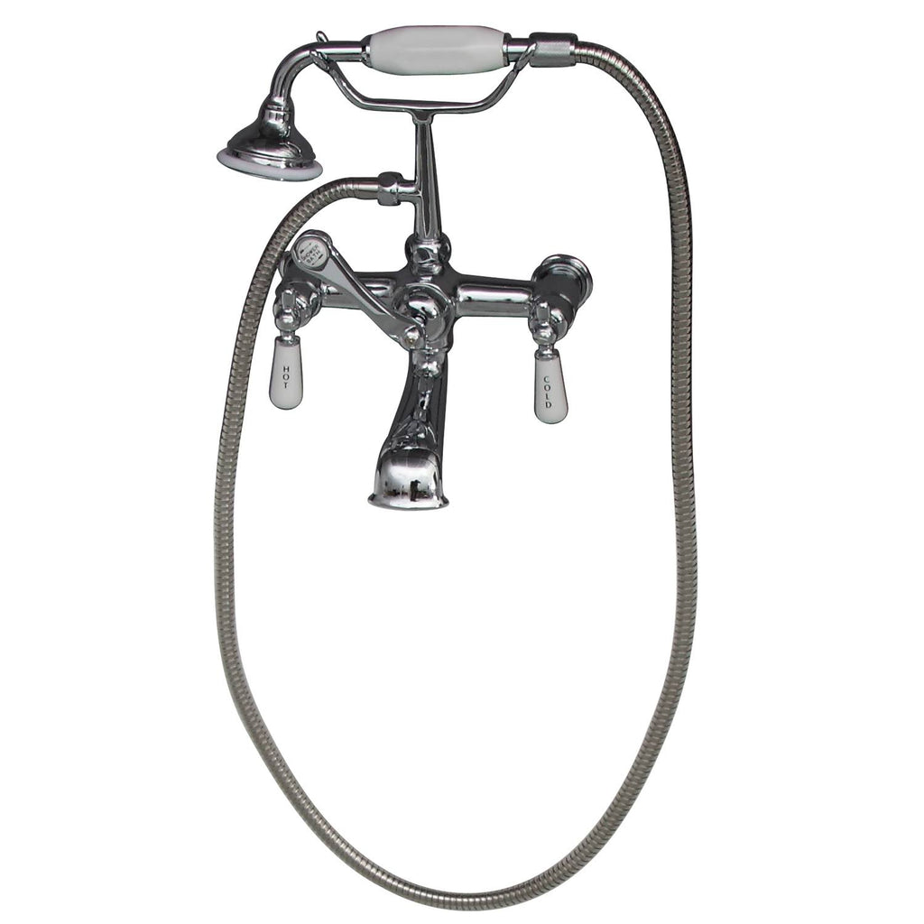 Polished Chrome Tub Wall-Mounted Faucet with Hand Shower Y657294