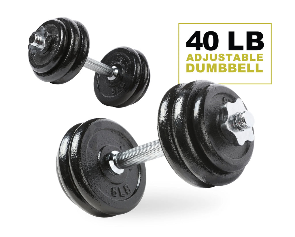 40 lb Adjustable Cast Iron Dumbbell Set with Case L351