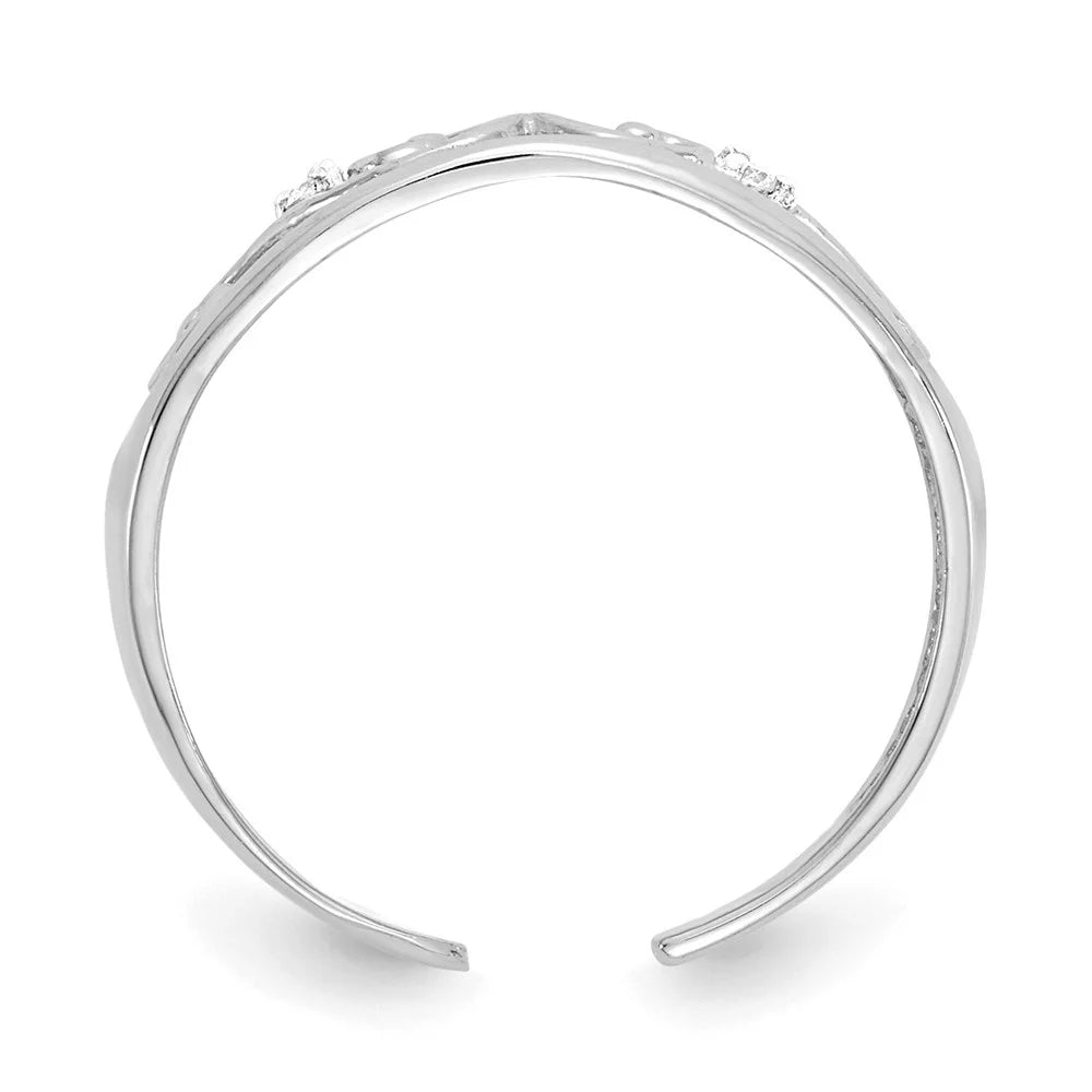 14k White Gold .02ct Diamond Scroll Toe Ring Q5467