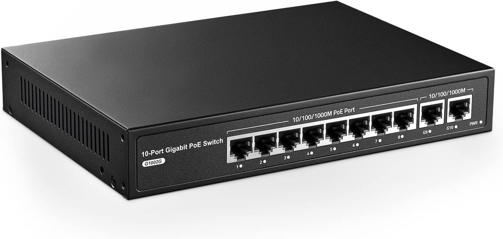 10 Port Gigabit PoE Switch, 8 Port PoE+, 2 Uplink, 96W, Unmanaged, Pack of 2 H710