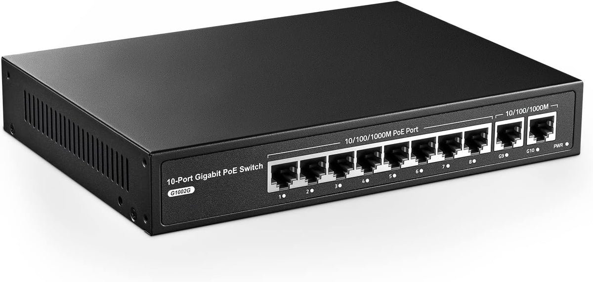 10 Port Gigabit PoE Switch, 8 Port PoE+, 2 Uplink, 96W, Unmanaged, Pack of 2 H710