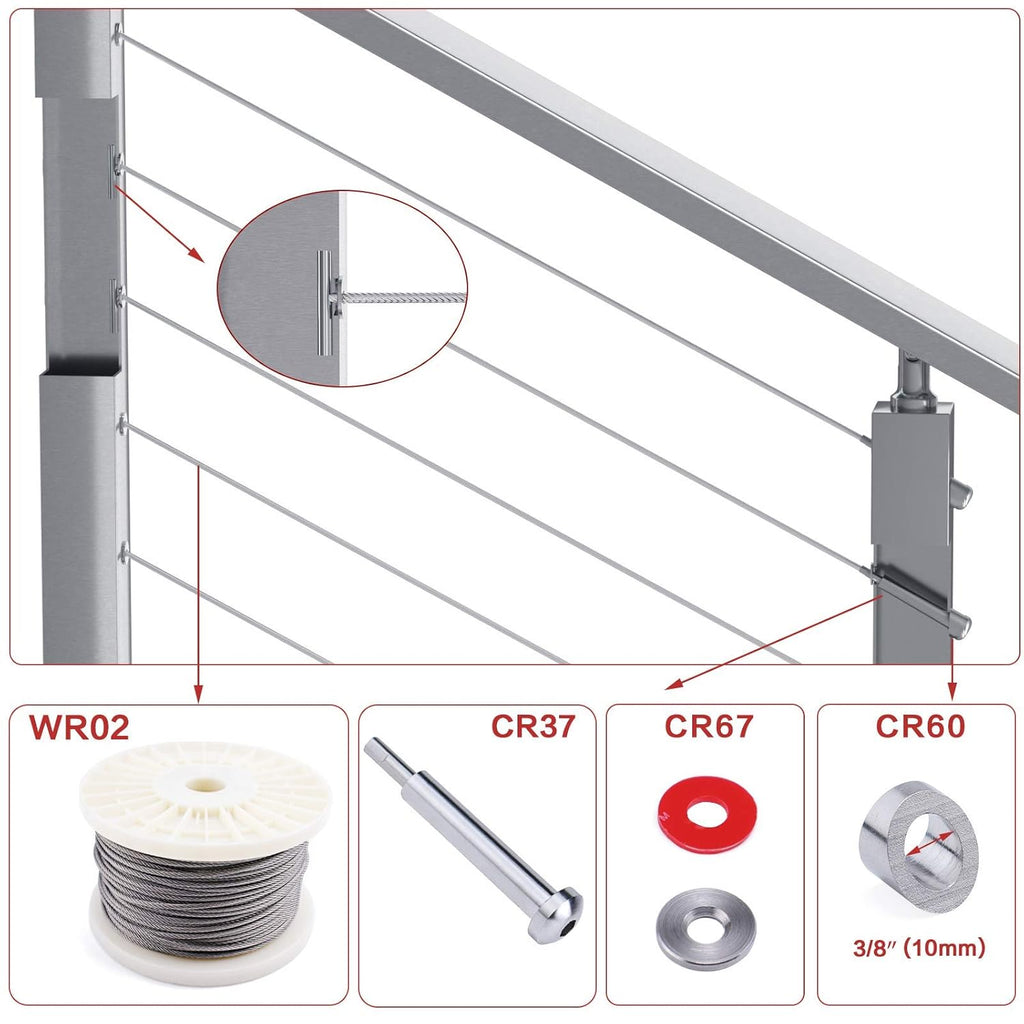 20Pack 1/8 Invisible Cable Railing Kit T316 Stainless Steel V421