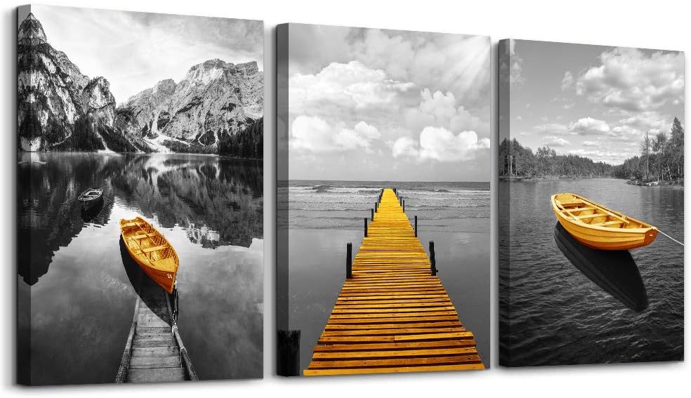 3 Piece Framed Canvas Wall Art Abstract Mountain Landscape Painting I281