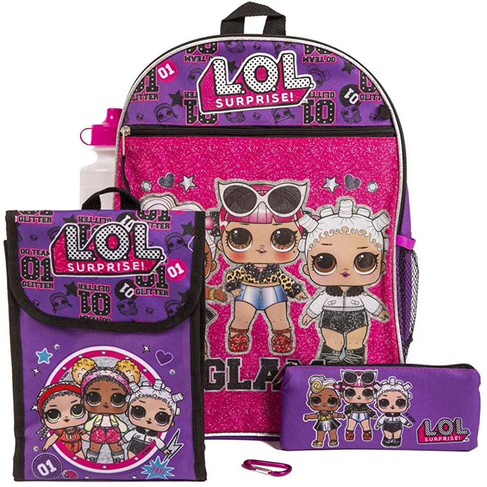 Pink 16 inch Backpack with Lunch Box 5 Piece Set O914232