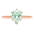 Pear Cut Green Simulated Diamond 18k Pink Rose Gold Engraving Solitaire Ring Size 3.5 G302142