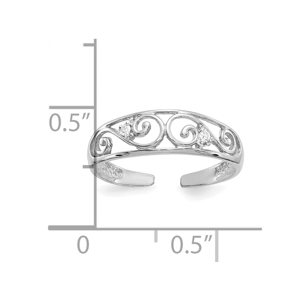 14k White Gold .02ct Diamond Scroll Toe Ring Q5467
