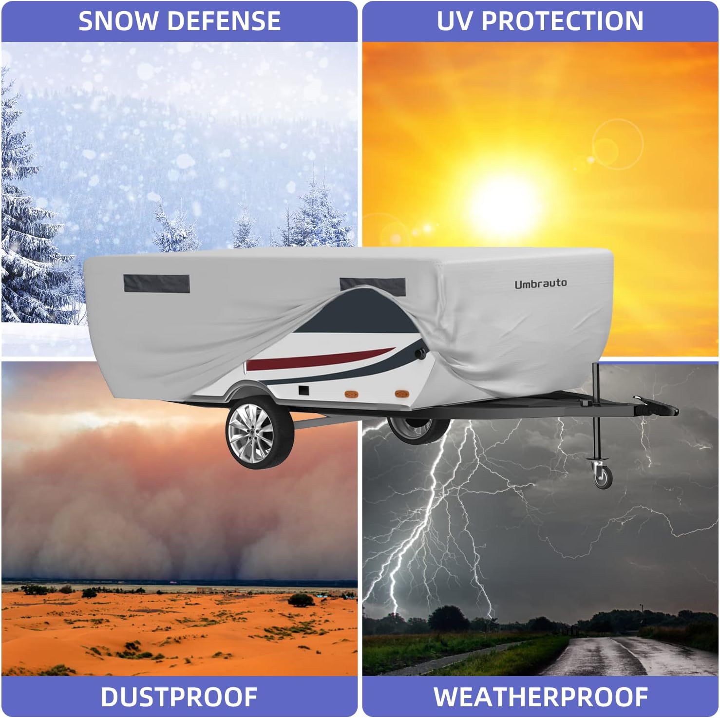 Gray Waterproof Polypropylene Pop Up Camper Cover for 12' - 14' Trailers G314351