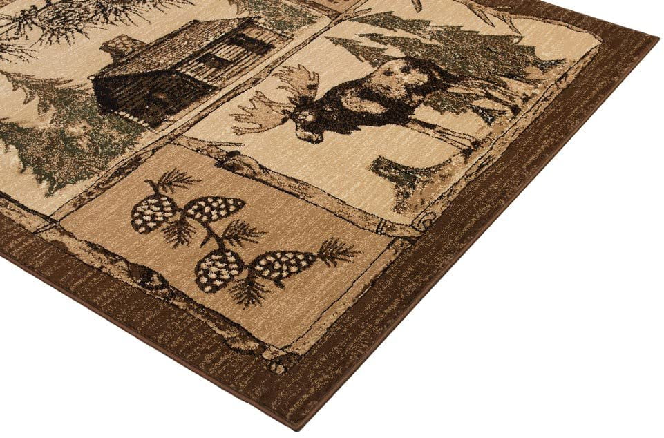 Rustic Cabin Moose and Lodge Theme Rug Brown Carpet L750