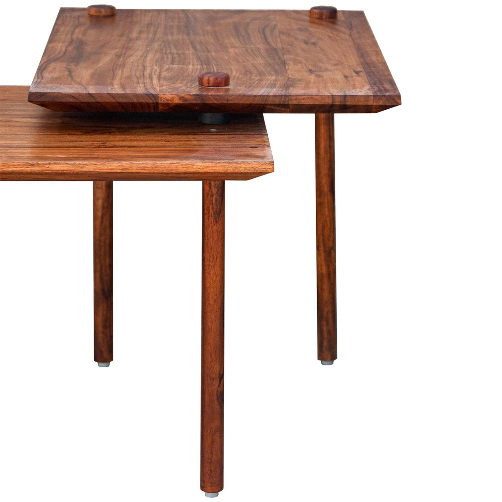 Solid Wood End Table with Pull Out Extension, Dark Brown J9385