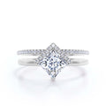 2.00 Carat Princess Cut Moissanite Dainty Engagement Ring in 925 Sterling Silver With 18k White Gold Plating C270