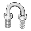 U Bolt, Zinc, 1/2-13, Pipe 3 in, Pk 50 P282119