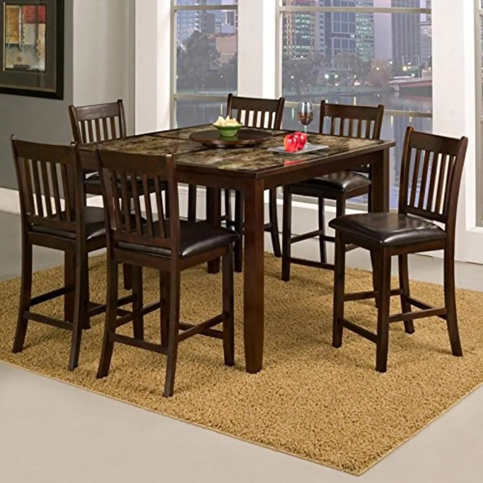 Espresso Faux Marble Pub Table M590
