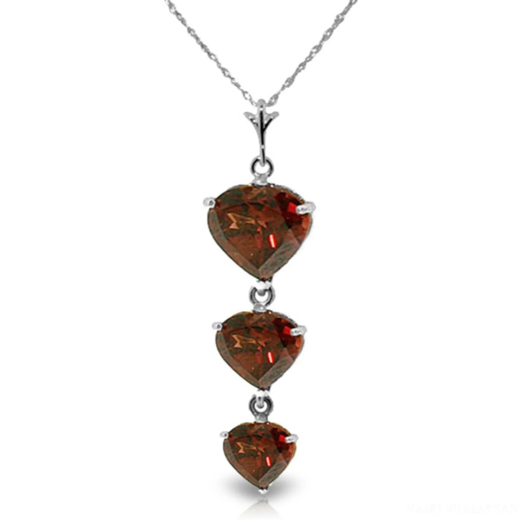 14k 22" Solid White Gold Necklace with Natural Heart-shaped Garnets X62060